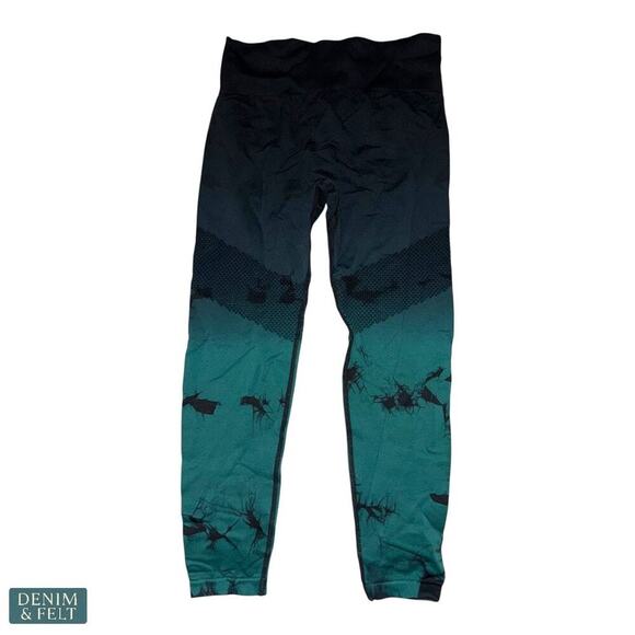 Halara Dark Green Tie Dye Scrunch Butt Seamless High Waist Workout Leggings Med - Picture 1 of 6